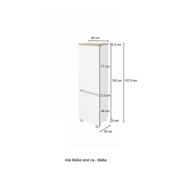Midi-Schrank Bristol, 40 cm, weiß/wotan