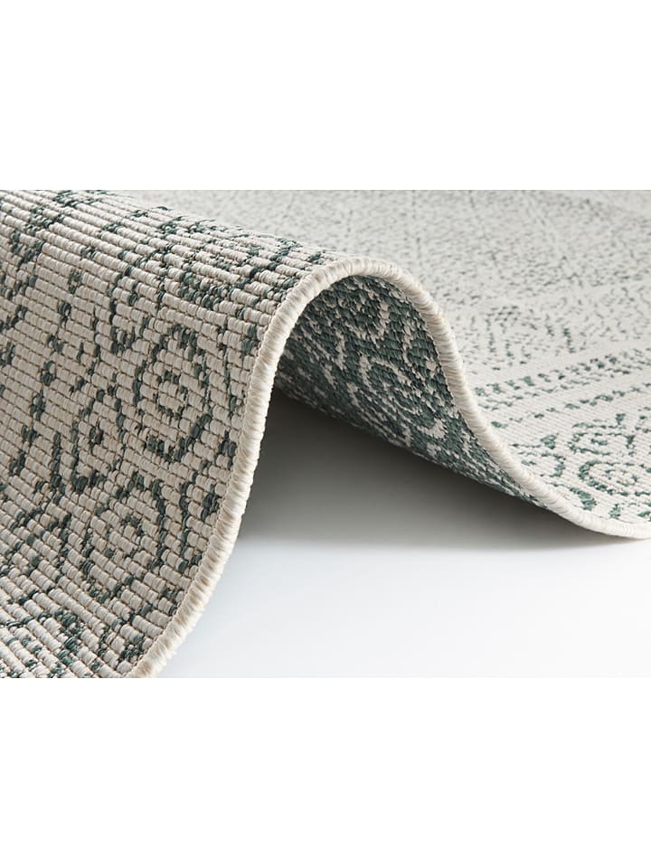 WHITE LABEL Indoor-/ Outdoor-Teppich in Grün/ Creme günstig kaufen
