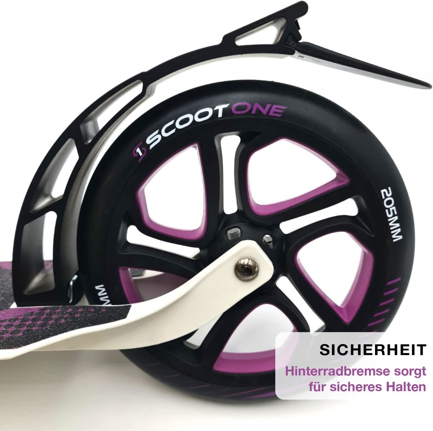 Scoot One Cityroller Höhenverstellbarer Tretroller S1, Kickroller 205mm – Aluminium Roller, klappbar