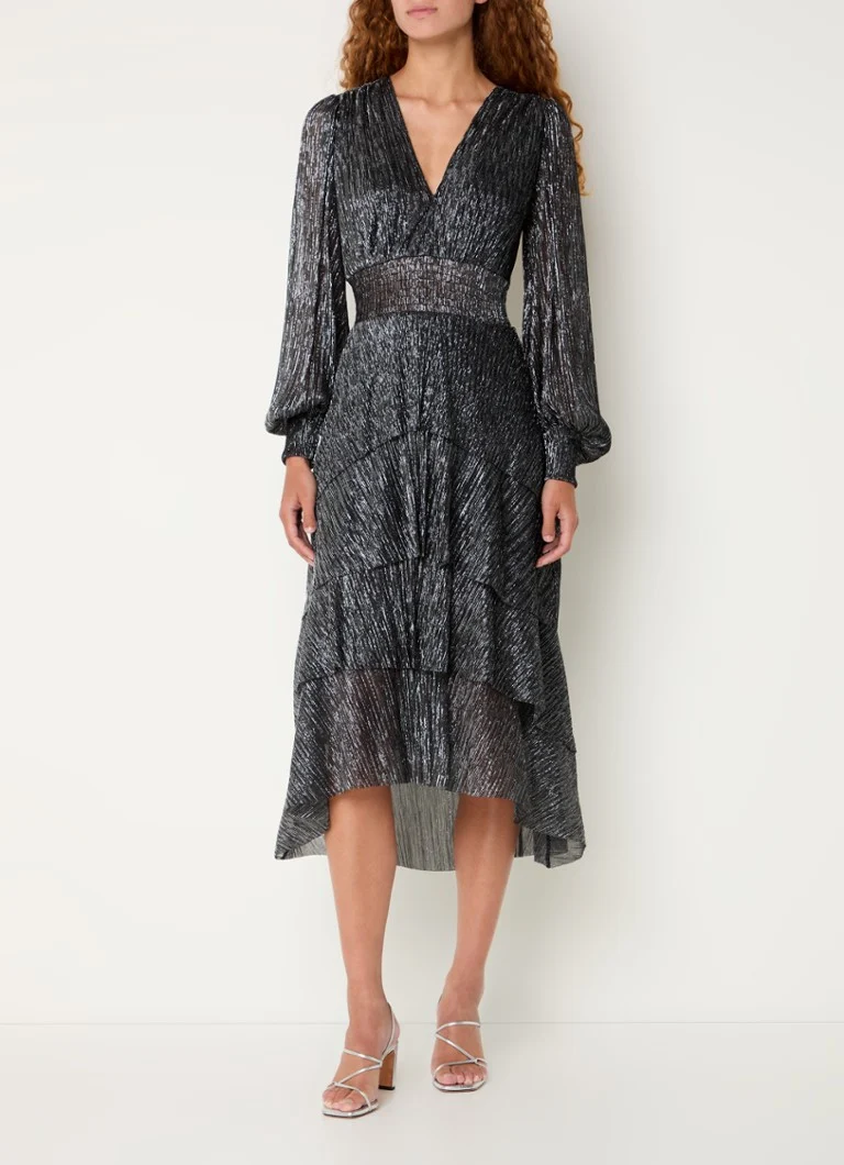 Vestido midi Maje com lurex e smocking