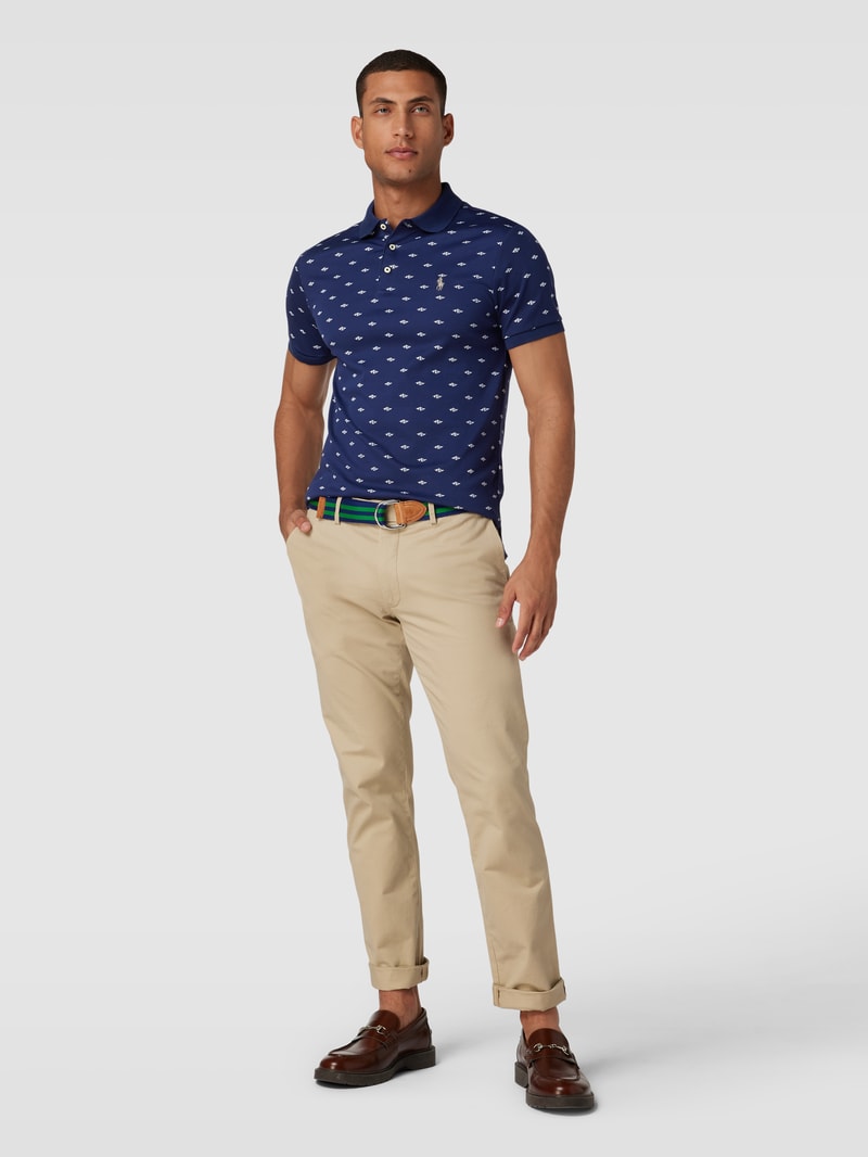 Poloshirt mit Allover-Muster in marineblau