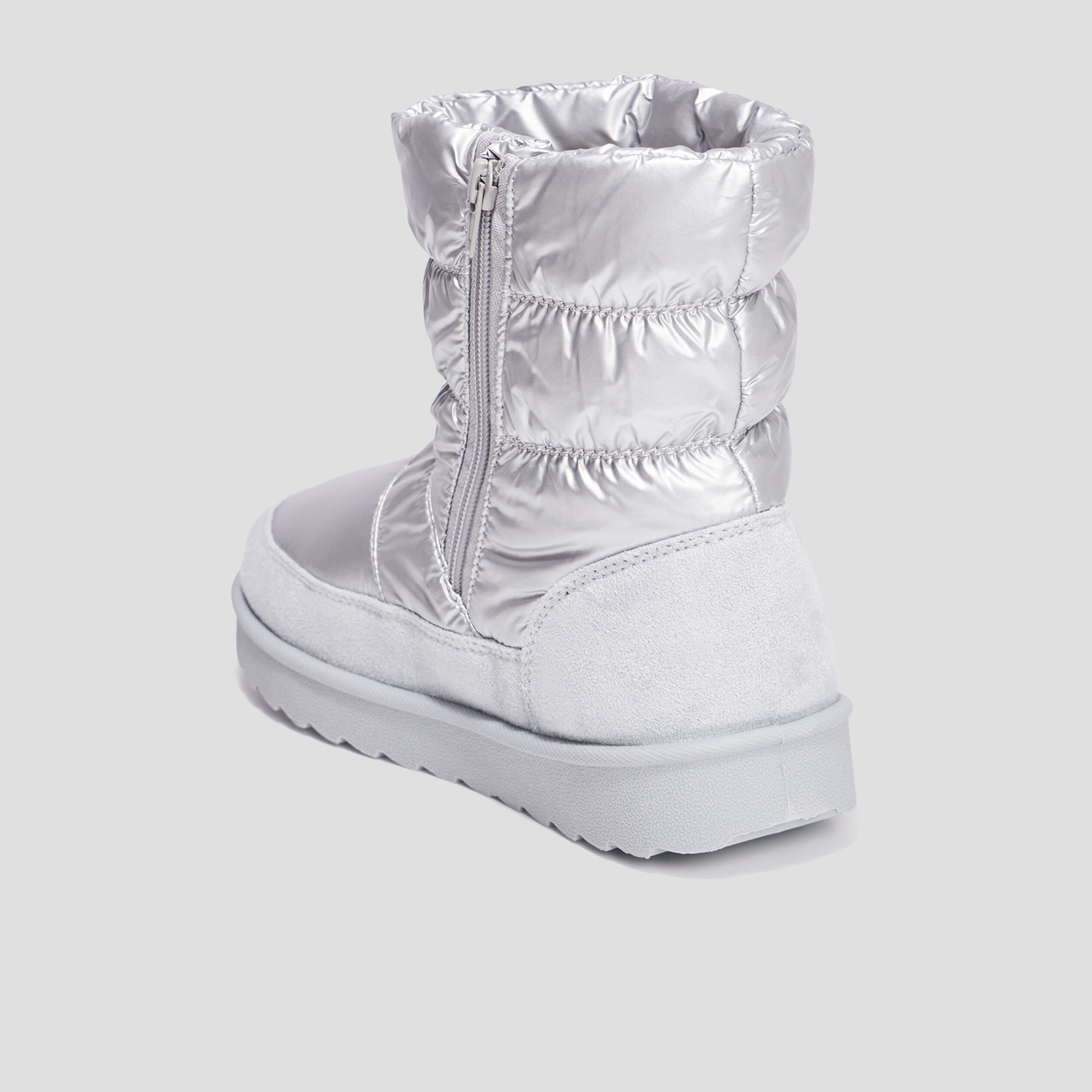 Bottines matelassées doublées gris argent femme | La Halle