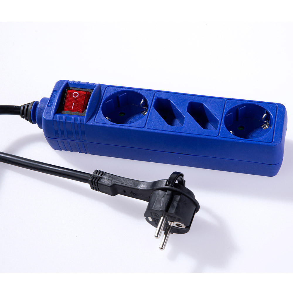 Powertec Electric Steckdosenleiste 4fach, Blau