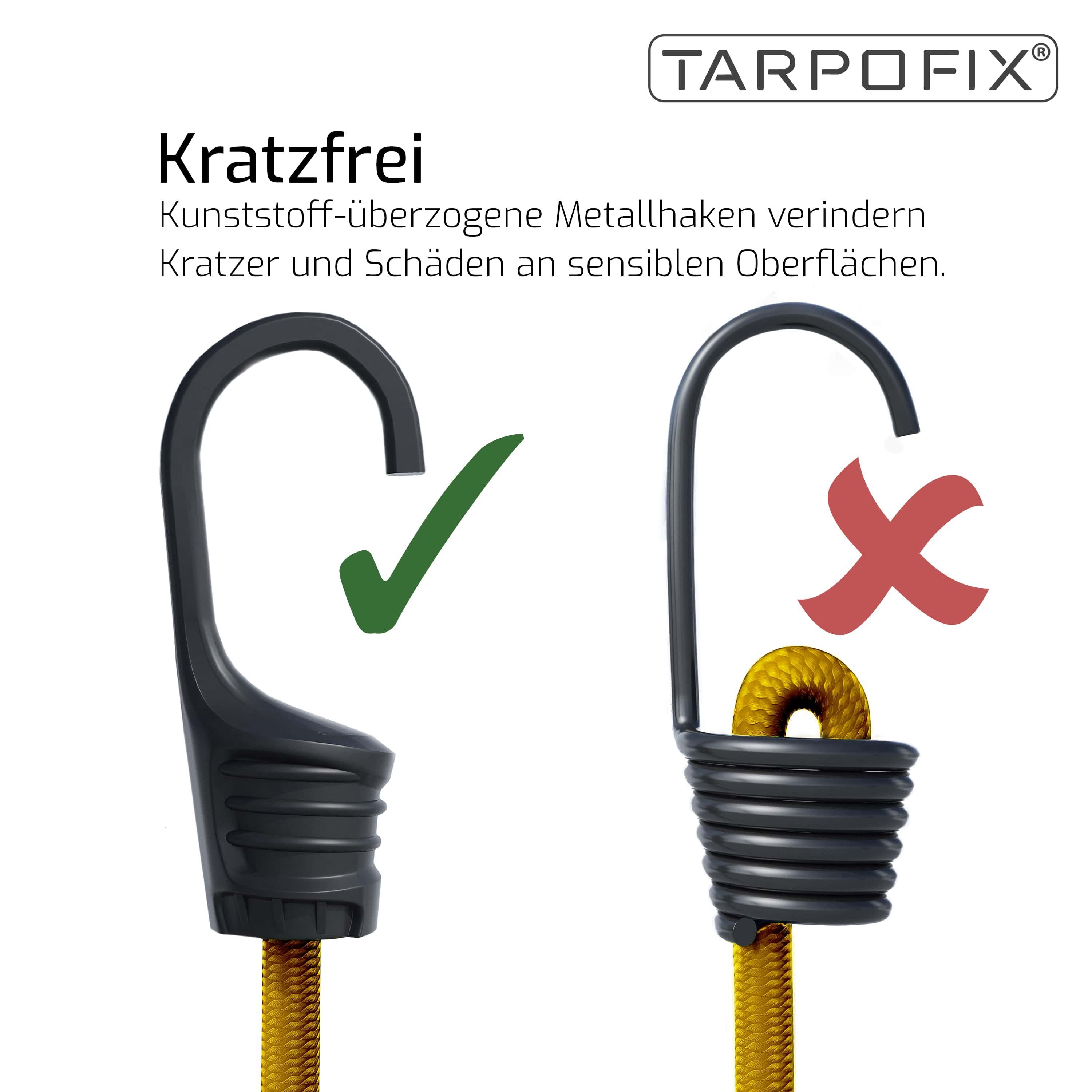 Tarpofix® Spanngurt Gepäckspanner Spanngummi Set 25-100 cm (24er-Set) Kunststoff ummantelte Expander Haken - universell nutzbar als Spanngurte, Gepäckgummis & Spannseile