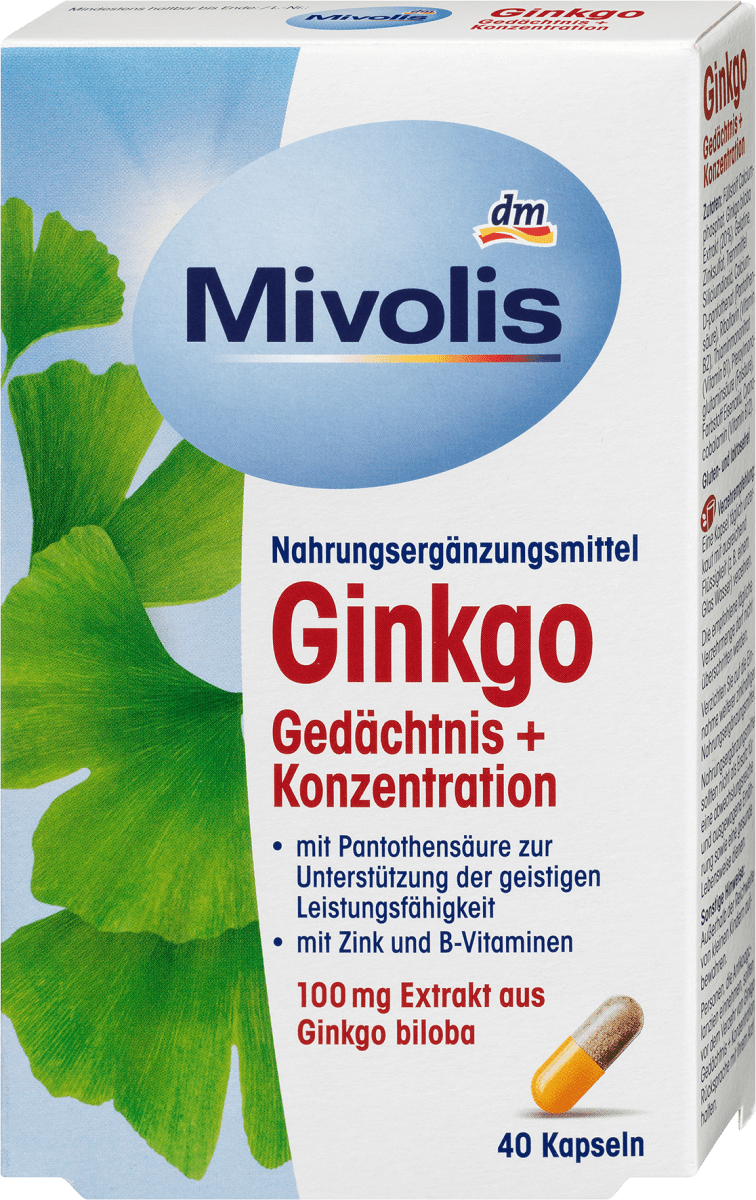Ginkgo Gedächtnis + Konzentration Kapseln, 40 St., 20 g