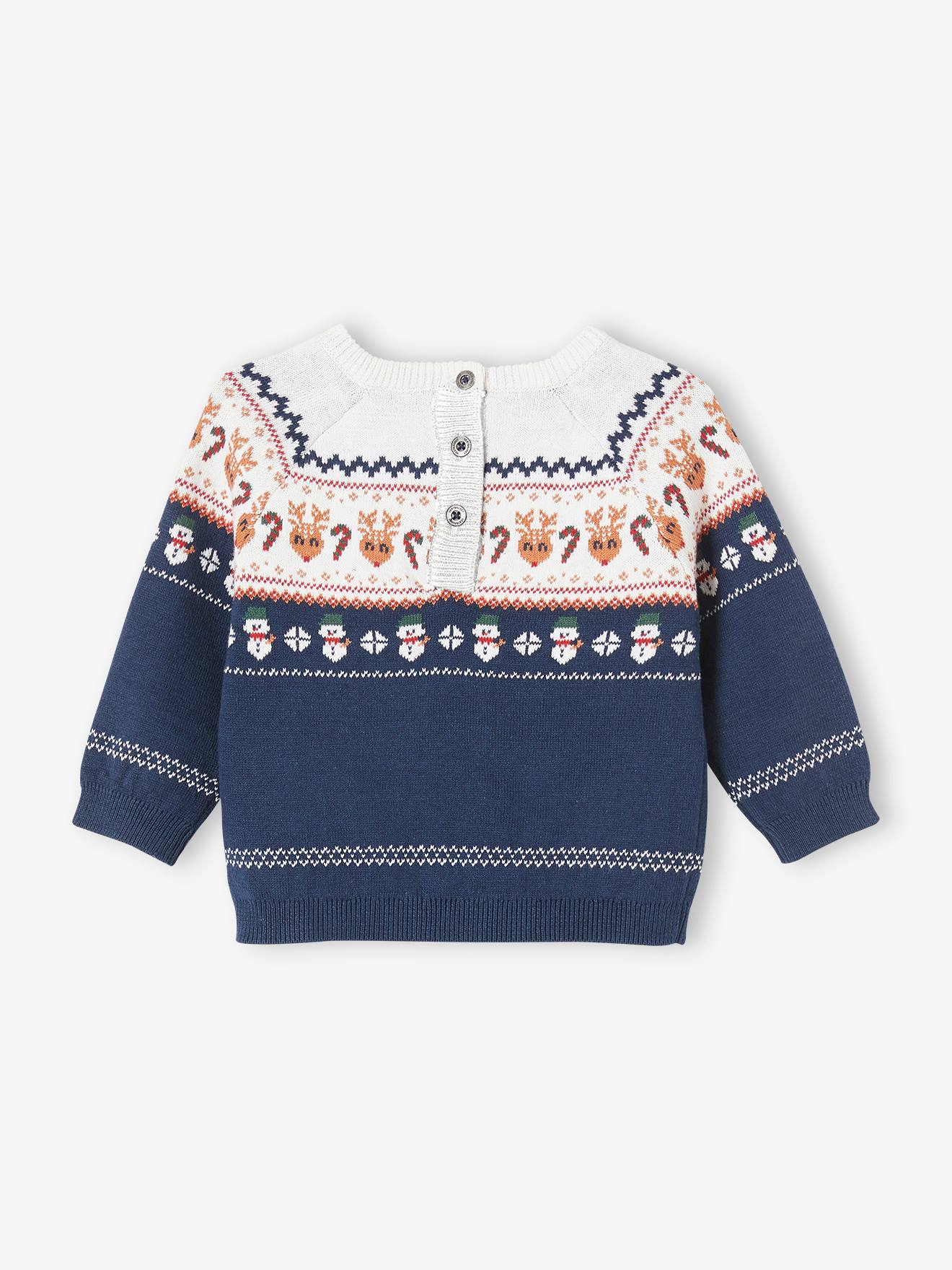 Pull jacquard de Noël bébé marine