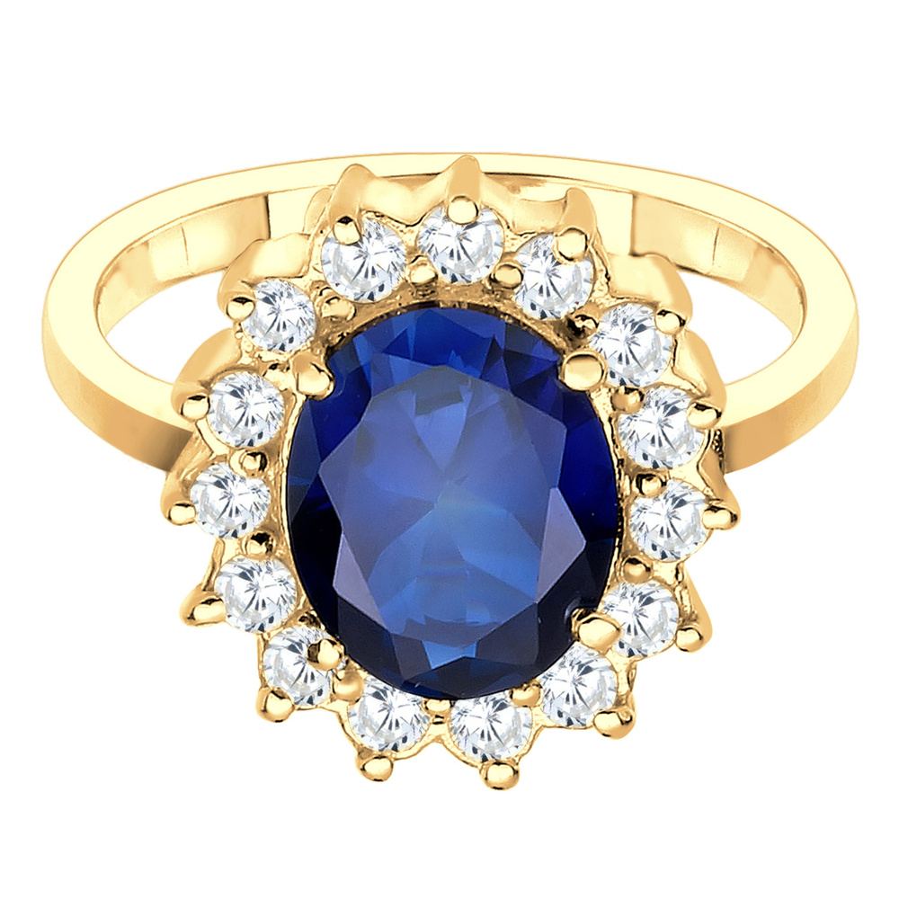 Elli Elli Bague Femmes Cocktail Royal avec Saphir Synthétique et Zirconium en Argent S Bague