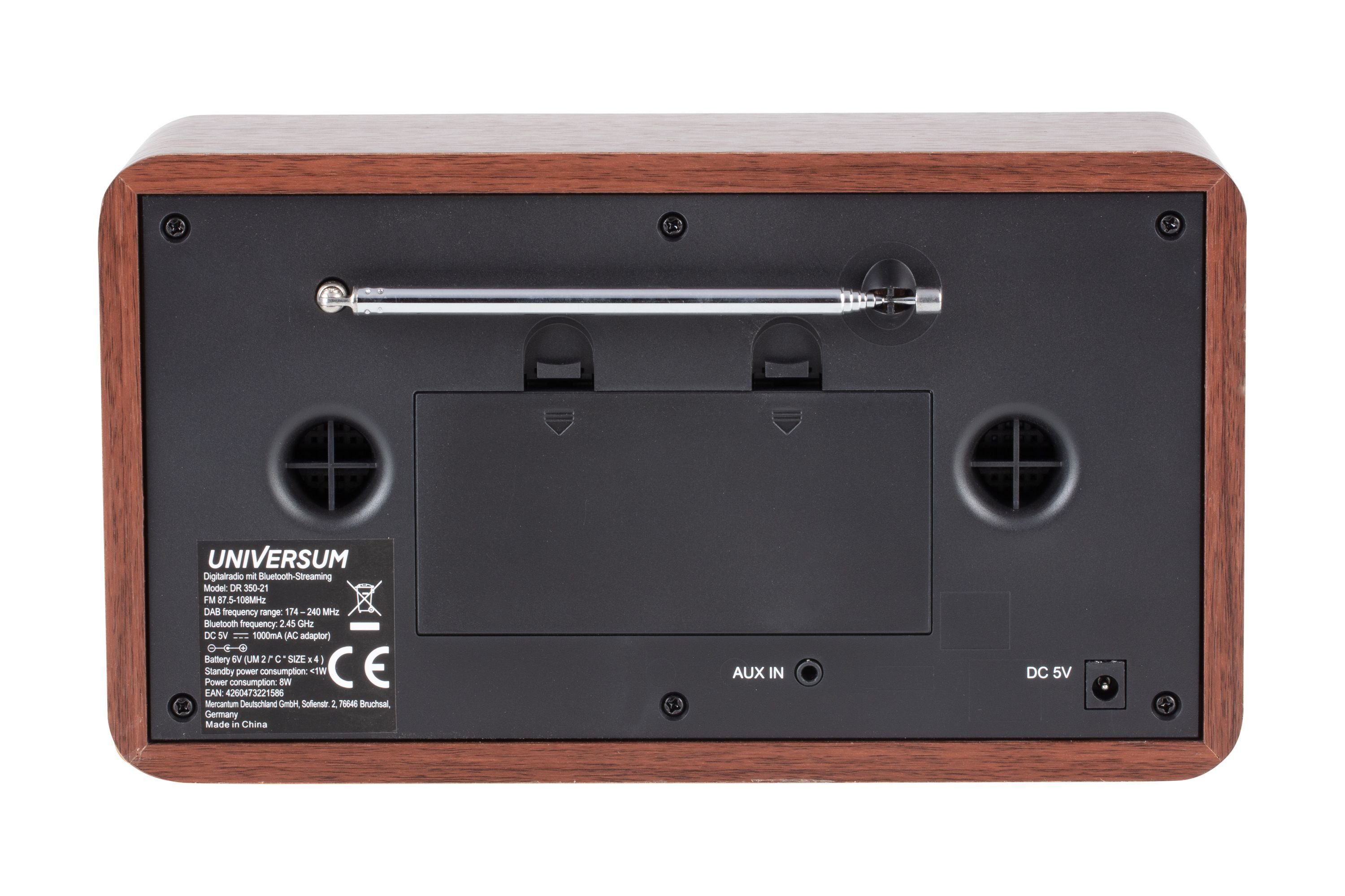 UNIVERSUM* DR 350-21 Digitalradio (DAB) (Retro Digitalradio mit Holzgehäuse, Bluetooth, AUX-IN und Weckfuntion)