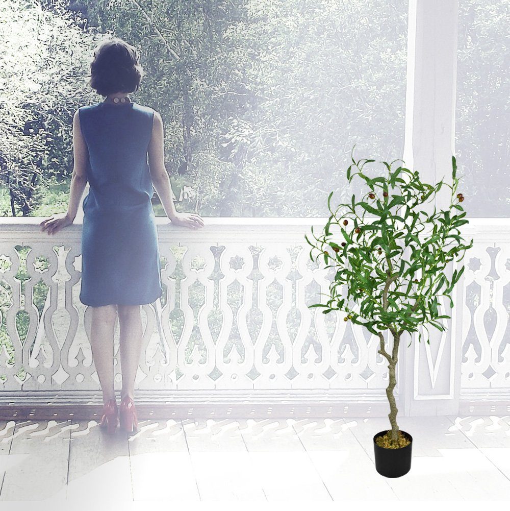 Kunstpflanze Olive Olivenbaum Kunstbaum Künstliche Pflanze 125 cm Decovego, Decovego
