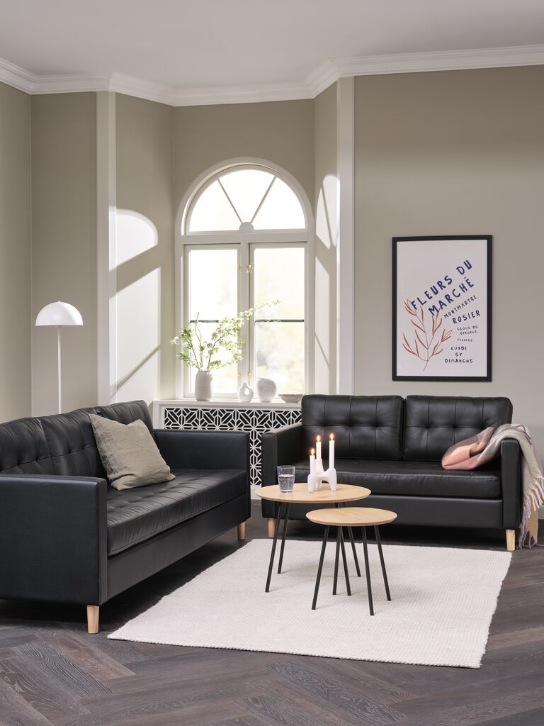 FALSLEV FALSLEV 3 2-Sitzer-Sofagruppe, schwarzes Kunstleder