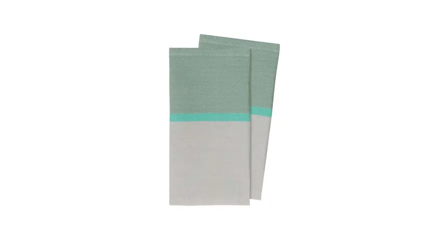 REMEMBER Baumwoll-Servietten Mint, 2er-Set 3 farbig - türkis/türkis/grau