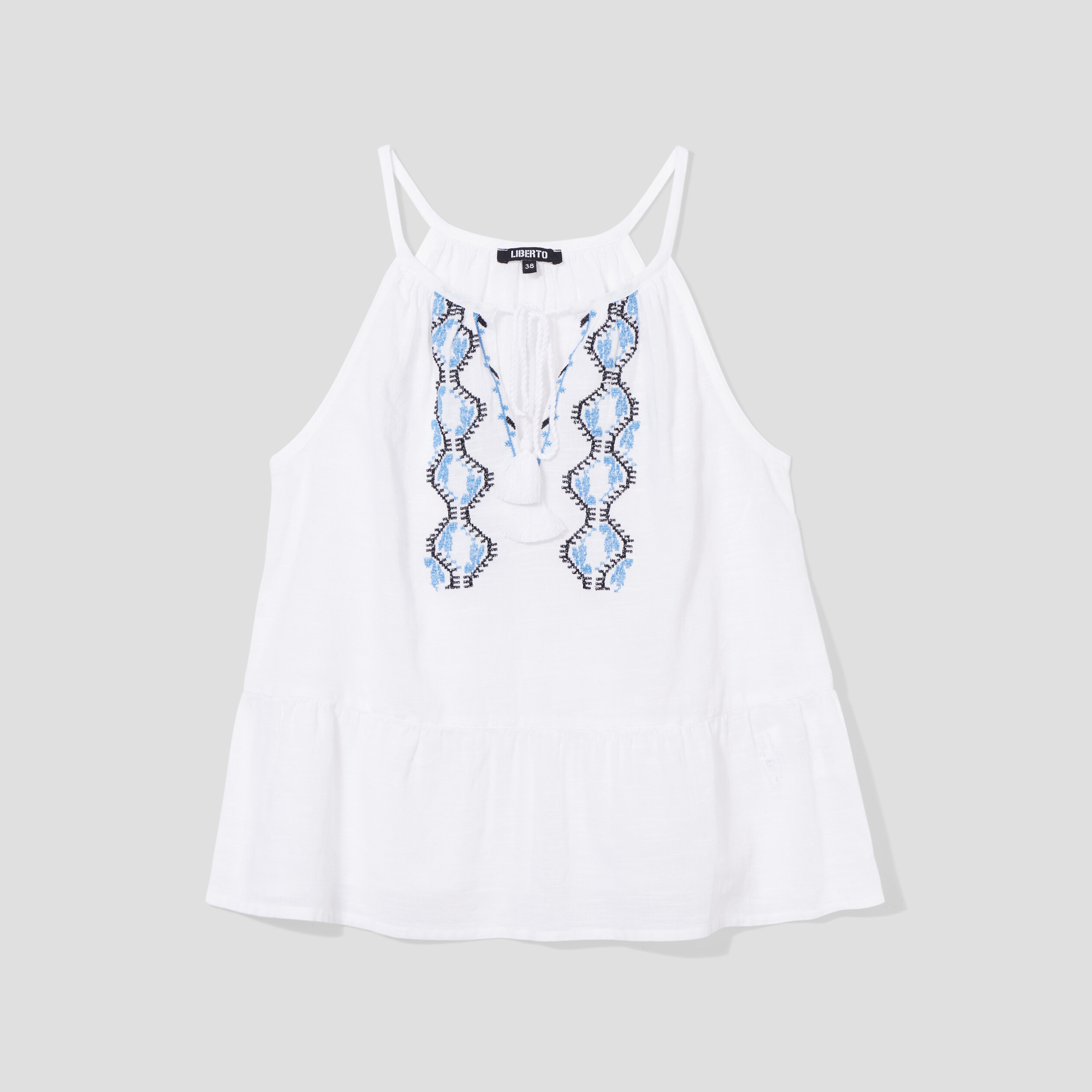 Débardeur broderie à bretelles Liberto blanc femme | La Halle