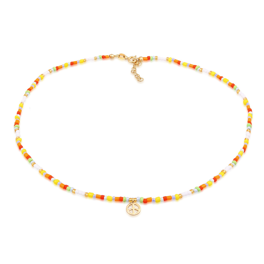 Elli Elli Collier Femmes Choker Peace Pendentif Beads Boho en argent sterling 925 plaq collier