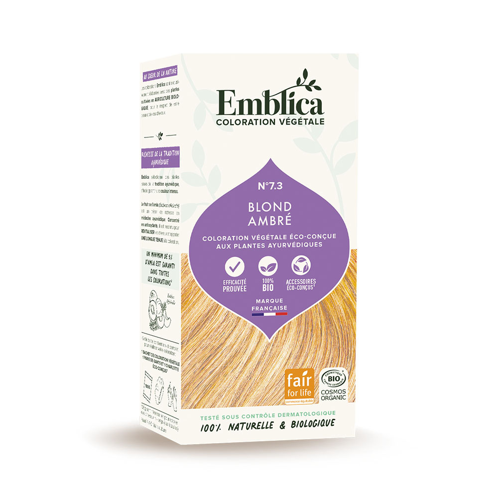 emblica Coloration végétale Blond ambré 7.3, 100g Colorations