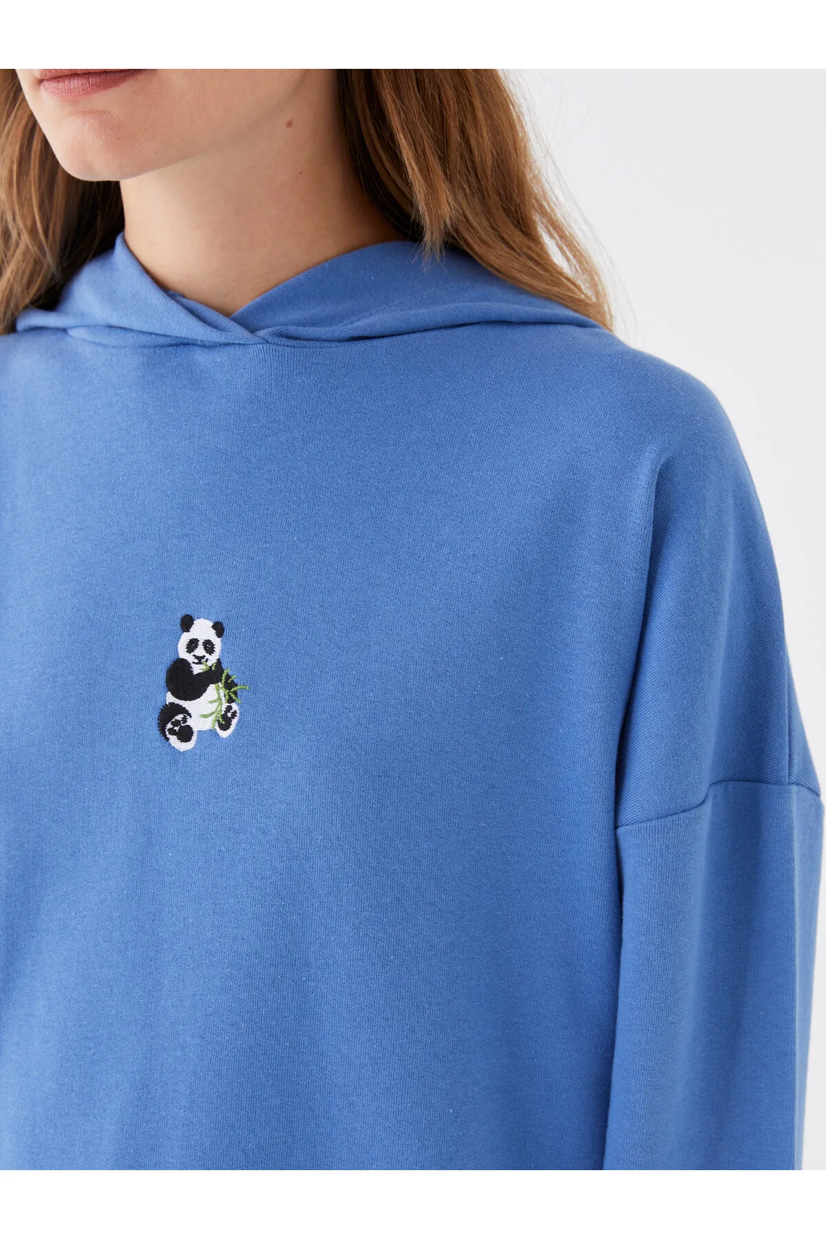 LC Waikiki  Mit Kapuze bestickte Langarm-Sweatshirt-Tunika für Damen
