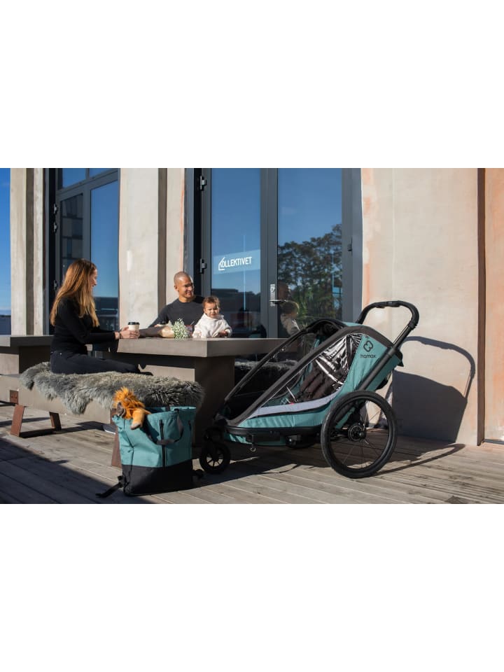 Hamax Hamax Cocoon Kinderfahrradanhänger für 2 Kinder - Farbe: Grün / Schwarz günstig kaufen
