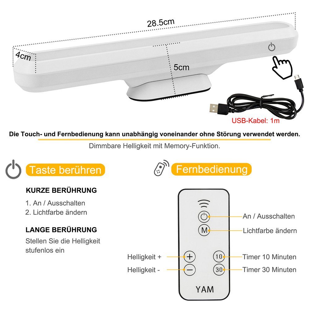 Sunicol LED Unterbauleuchte Dimmbar, Berührungssteuerung,3 Lichtfarben, Magnetisch montiert