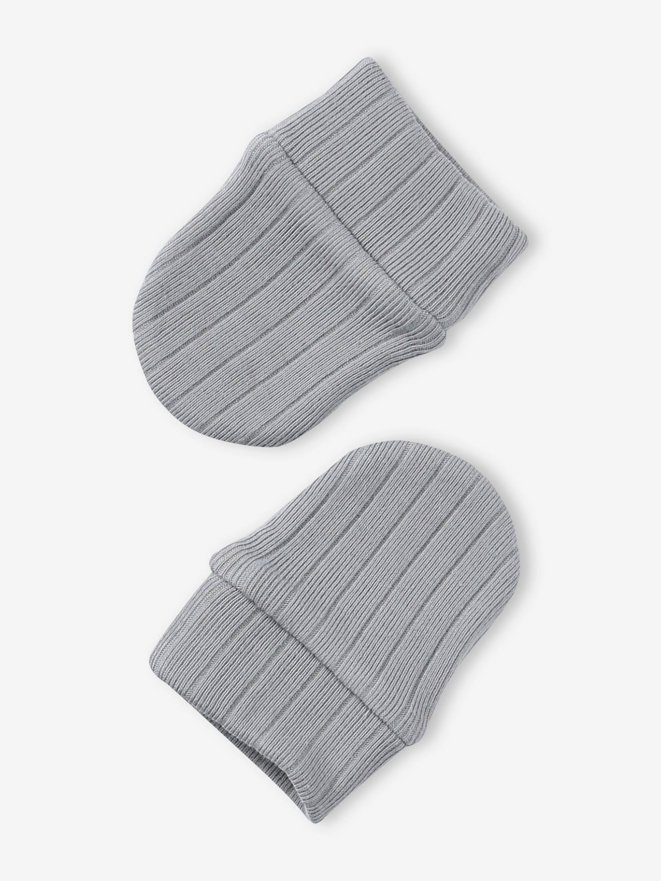 Vertbaudet Baby-Set: Mütze, Fäustlinge & Schühchen Oeko-Tex - graublau