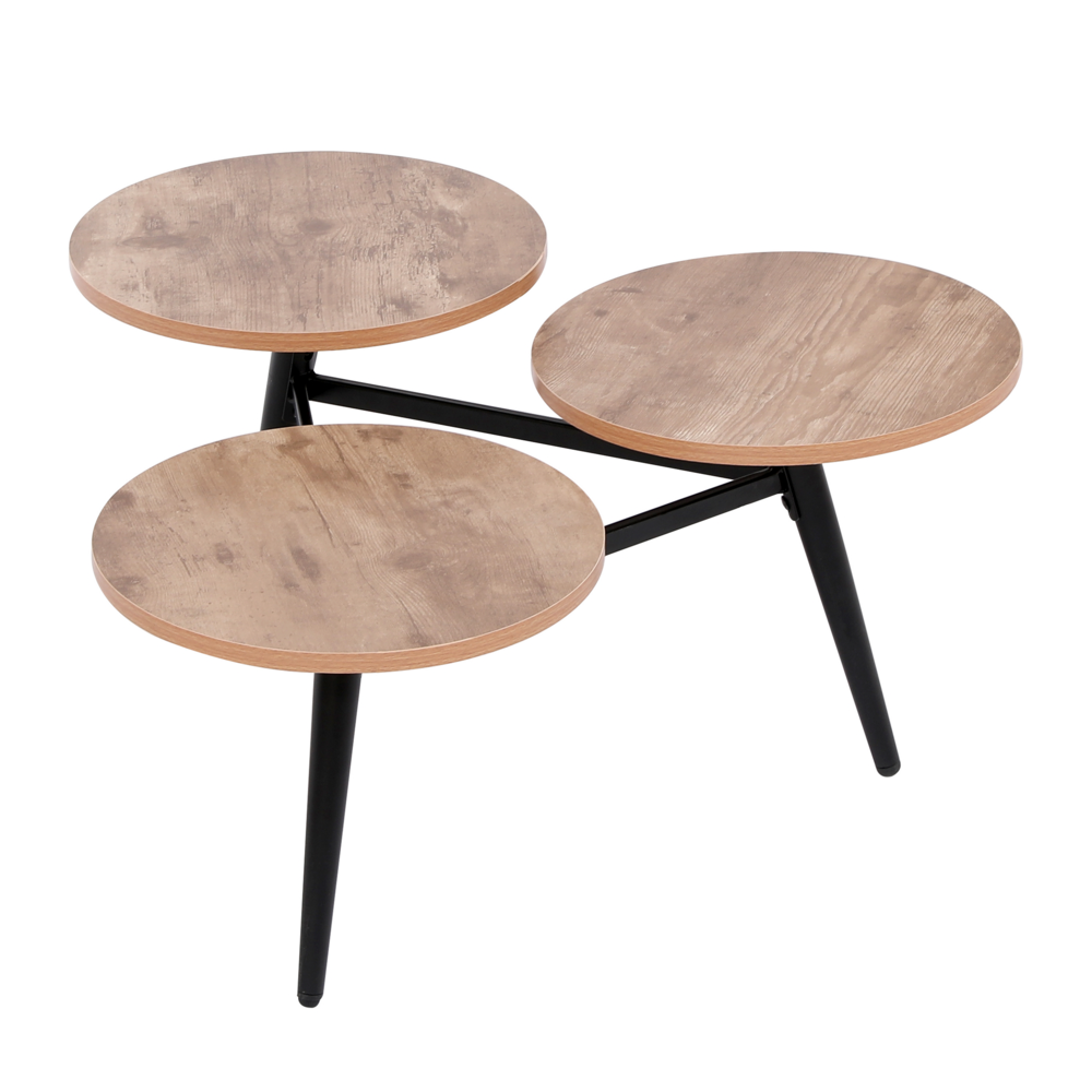 Happy Home Couchtisch 3tlg. Satztisch Beistelltisch aus Metall HWT49-HOL Holz schwarz