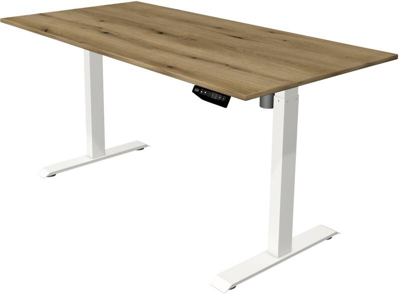 Kerkmann Move 1 Rechteckig Elektronisch Höhenverstellbarer Sitz-Stehschreibtisch Melamin, Stahl Eiche, Weiß 1600 x 800 x 1230 mm