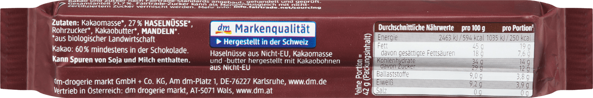 Choc `n`Nuts Zartbitter-Haselnuss, 42 g