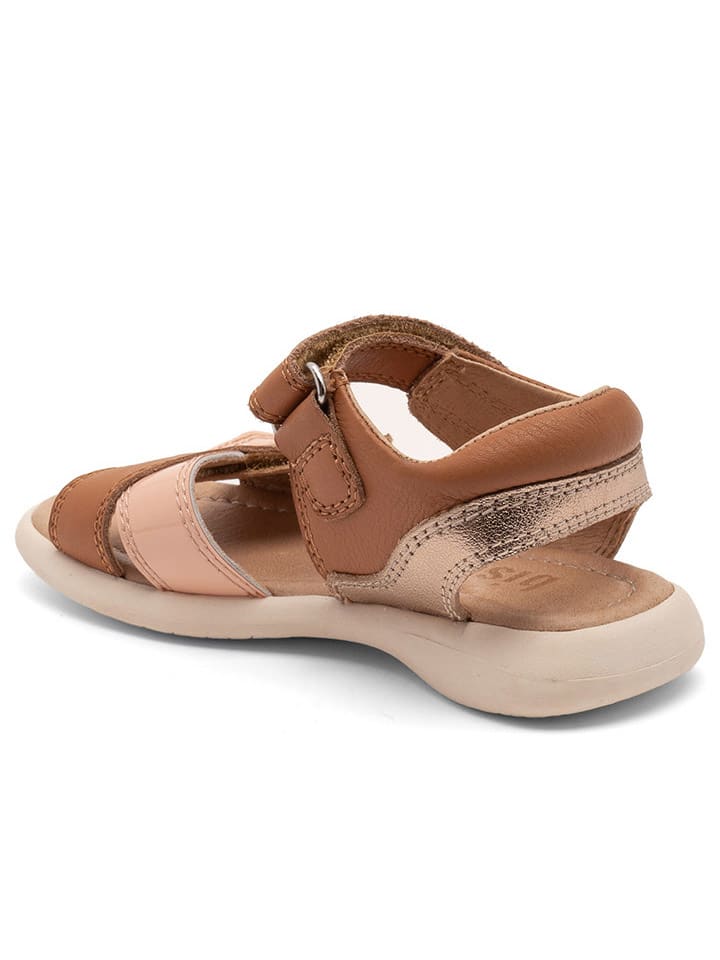 bisgaard Leder-Sandalen in Hellbraun/ Rosa günstig kaufen
