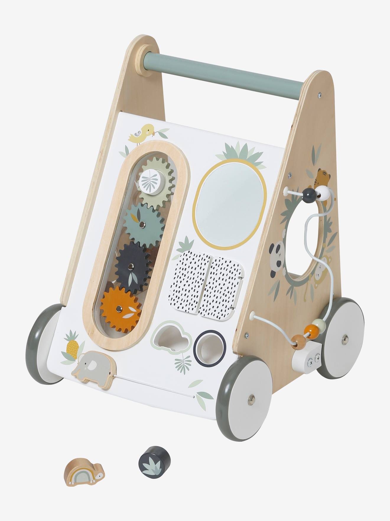 Chariot de marche avec freins HANOÏ en bois FSC® multicolore