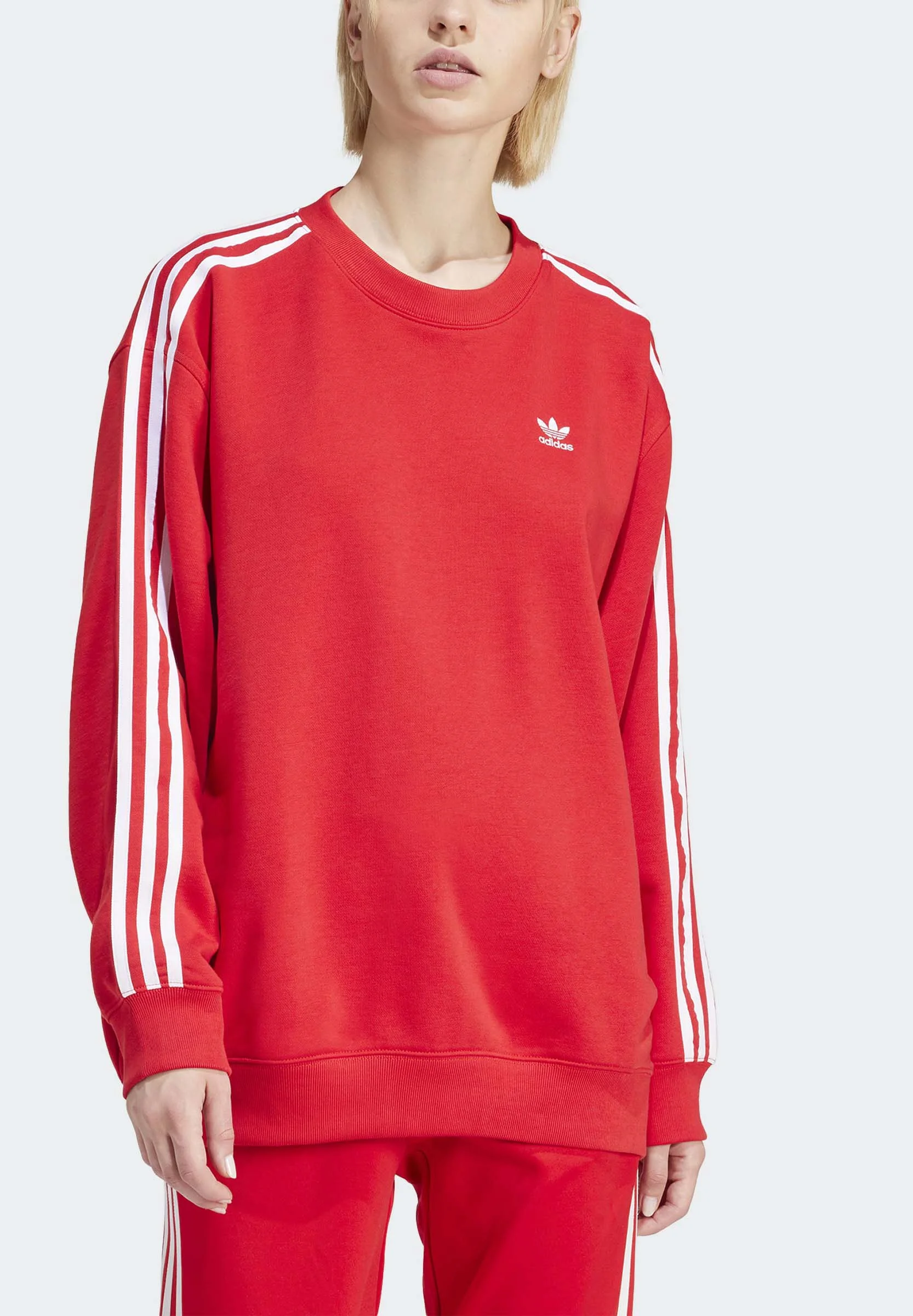 Sudadera adidas Originals de cuello redondo extragrande con tres rayas