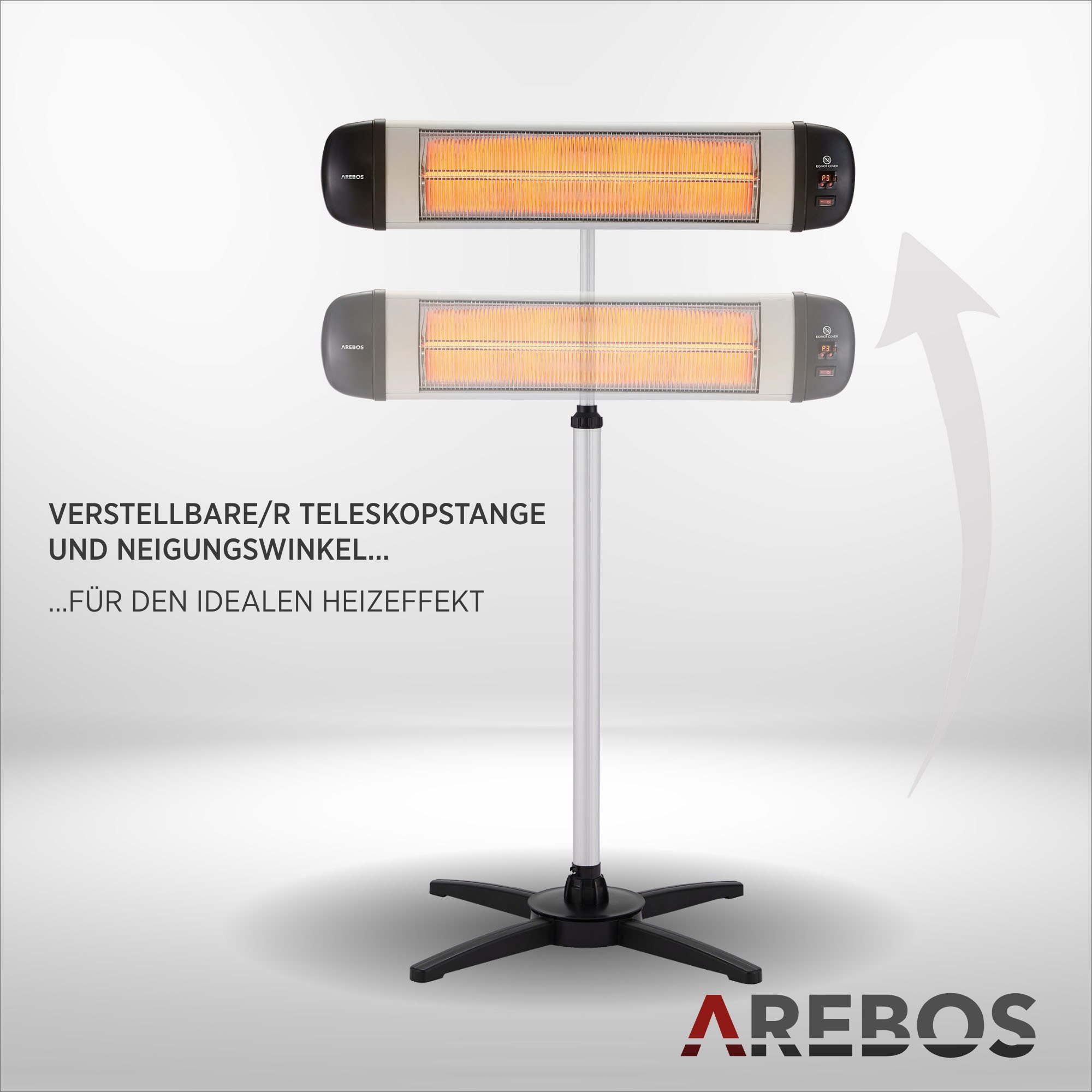 Arebos Heizstrahler Infrarot Heizstrahler 2500 W, mit Kreuzstativ