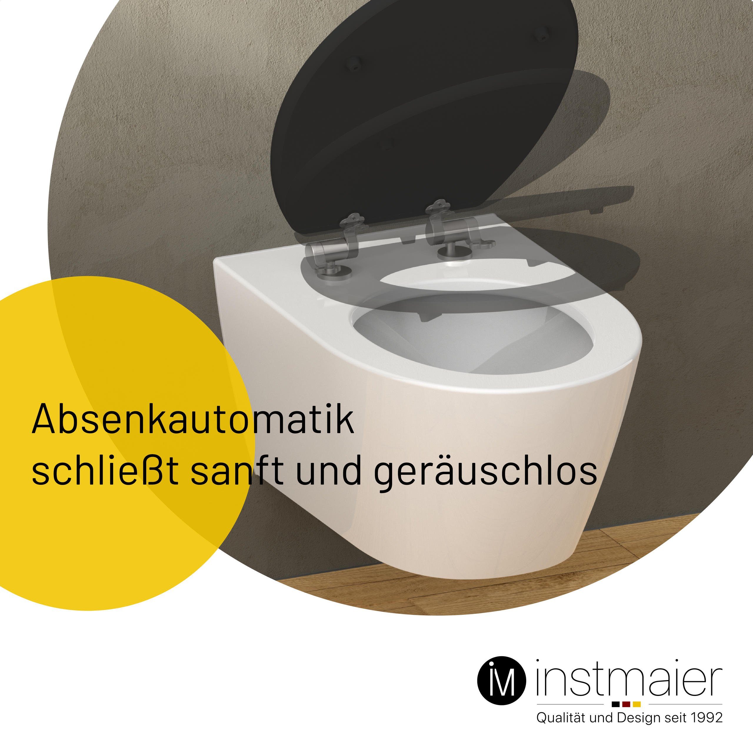 instmaier WC-Sitz Holz Toilettendeckel, schwarz matt, mit doppelter Absenkautomatik