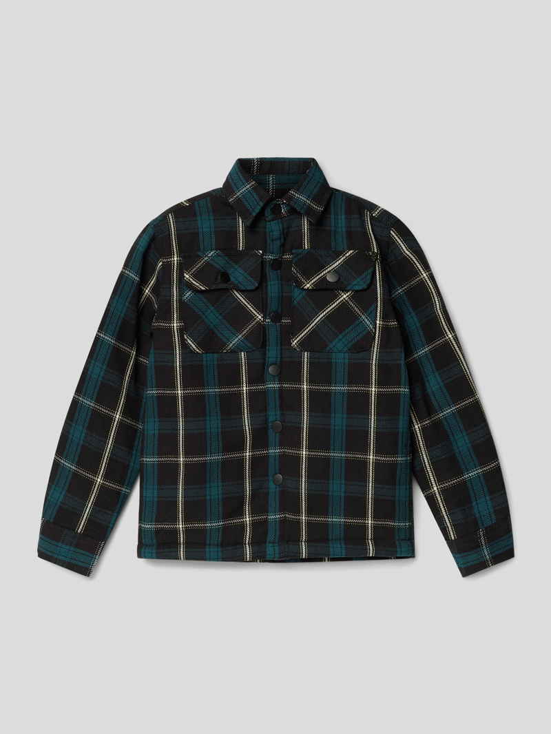 Hemdjacke mit Tartan-Karo Modell 'DARREN' in schwarz
