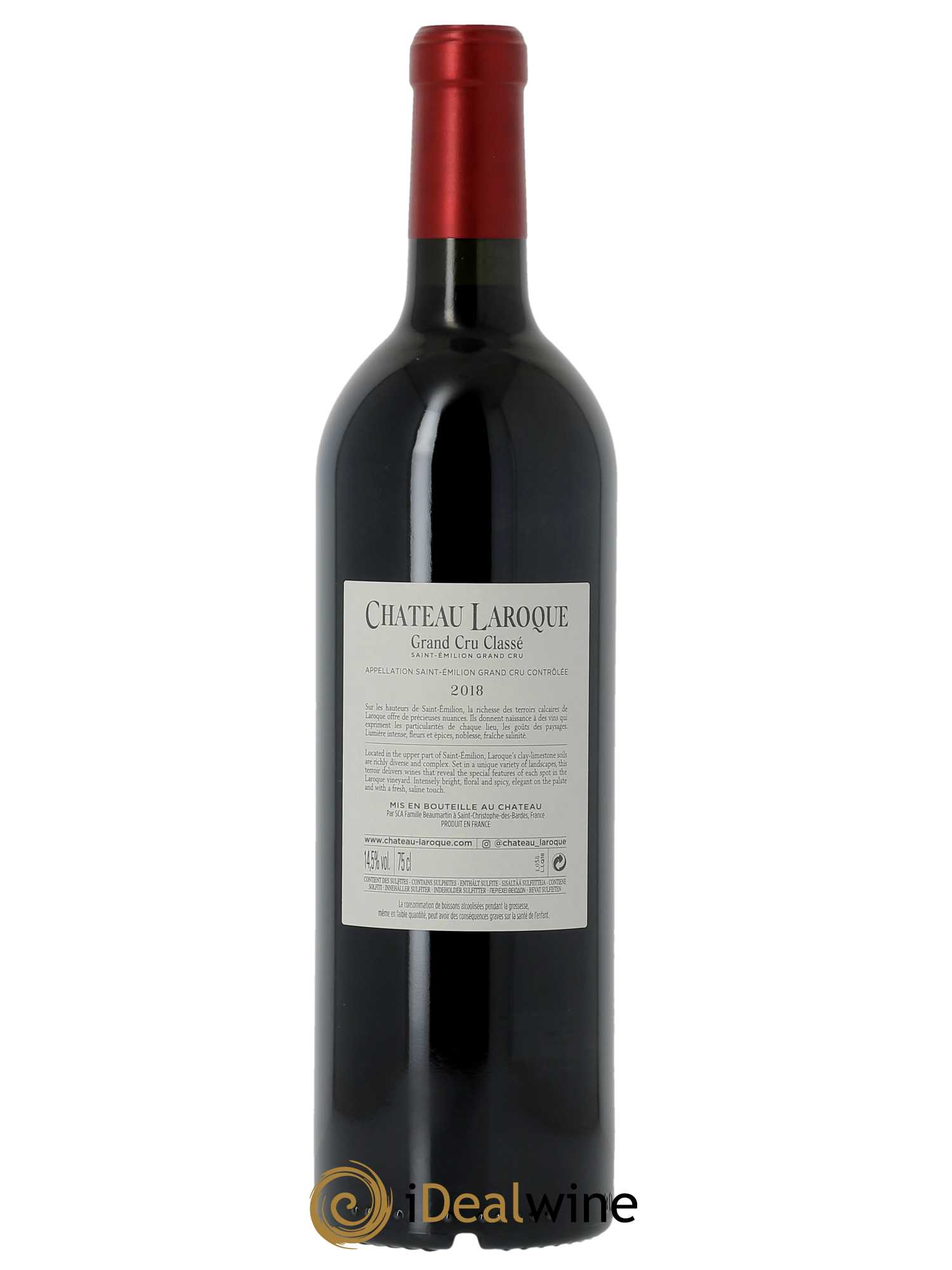 Château Laroque Grand Cru Classé (CBO à partir de 6 BTS) 2018 - Lot de 1 Bouteille