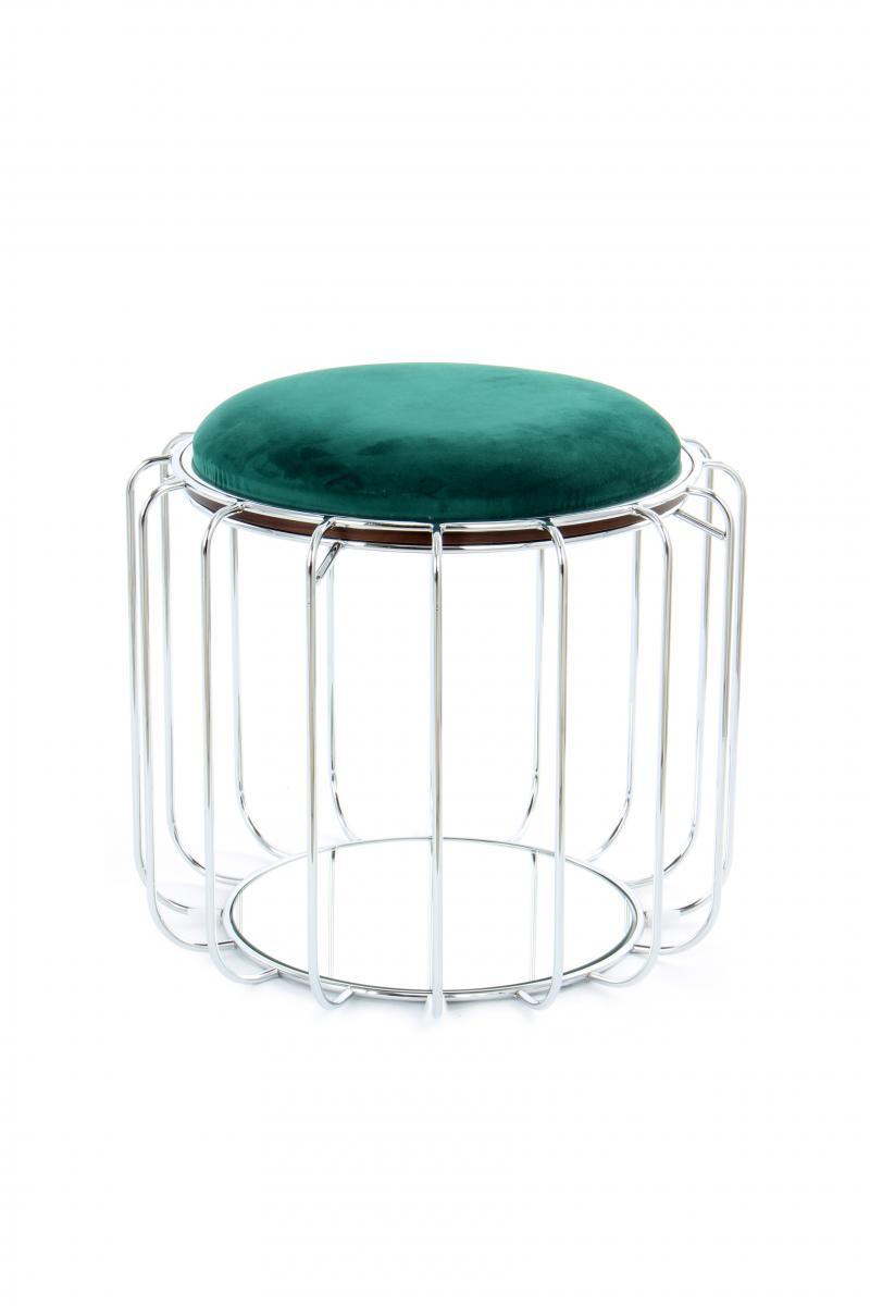 Kayoom Beistelltisch / Pouf Comfortable 110 Dunkelgrün / Silber