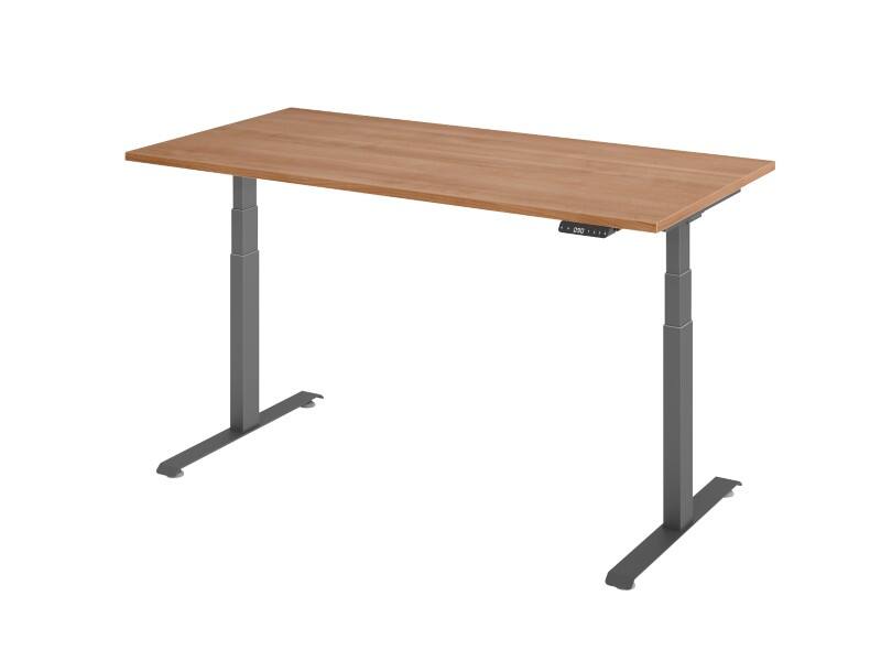 Hammerbacher Rechteckig Sitz-Stehschreibtisch Metall, Holz 1,600 x 800 x 645 - 1,295 mm Braun