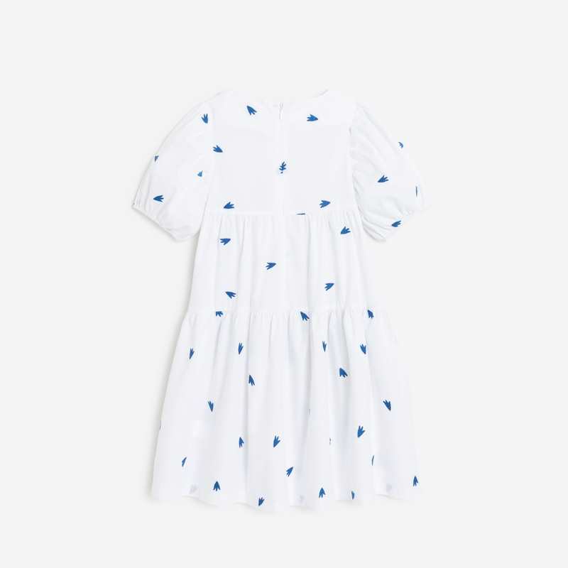 Robe de cérémonie fille blanchehe imprimée oiseaux Catimini