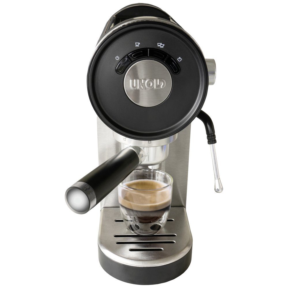 Unold Espressomaschine Unold Piccopresso Espressomaschine mit Siebträger Edelstahl, Schwarz 1