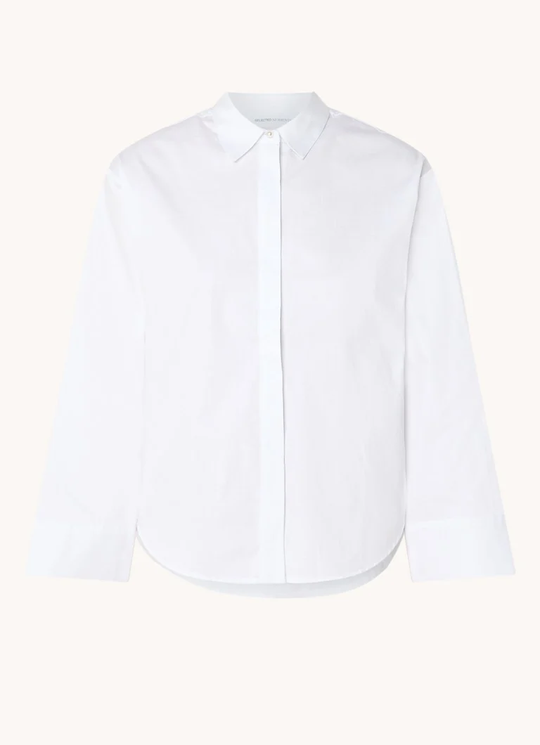 Selected Femme Jody blouse made of organic cotton with faux pearls