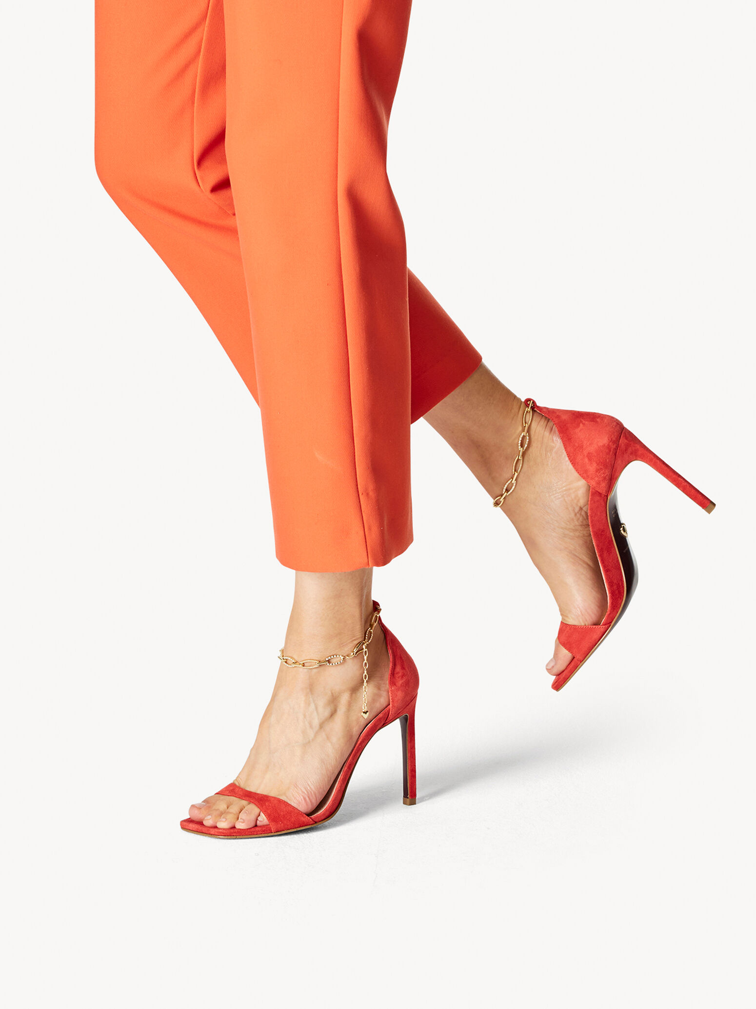 Sandale à talon en cuir - orange