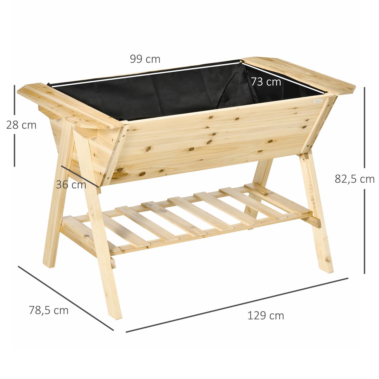 Outsunny Hochbeet Pflanzkasten Vliesstoff Tannenholz Natur