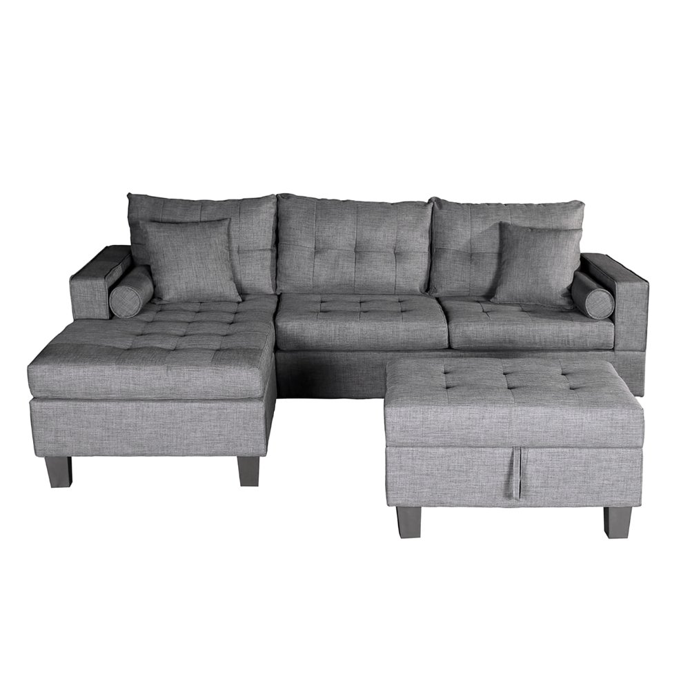 Home Deluxe Sofa ROM mit Hocker & Stauraum - Grau