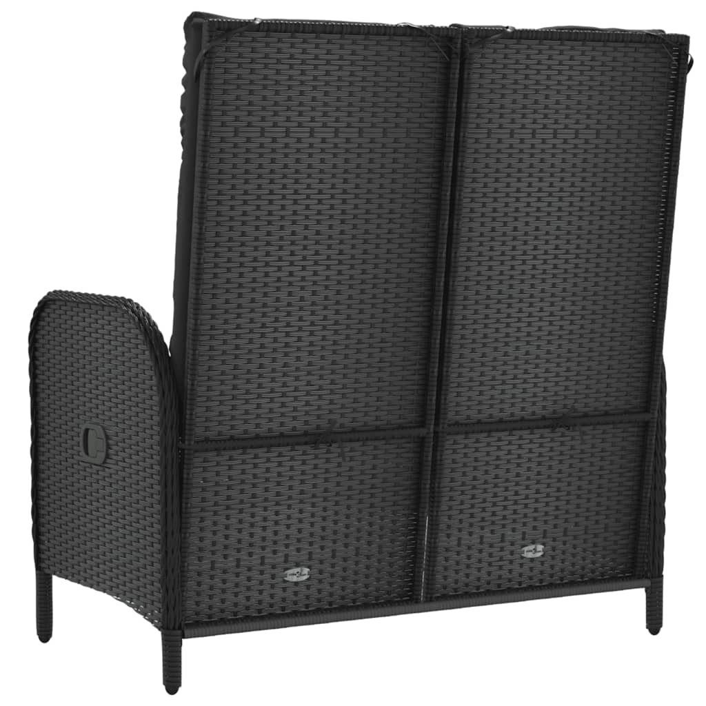 vidaXL Gartenbank Gartenbank mit Liegefunktion & Kissen 107cm Poly Rattan Schwarz (1-St)