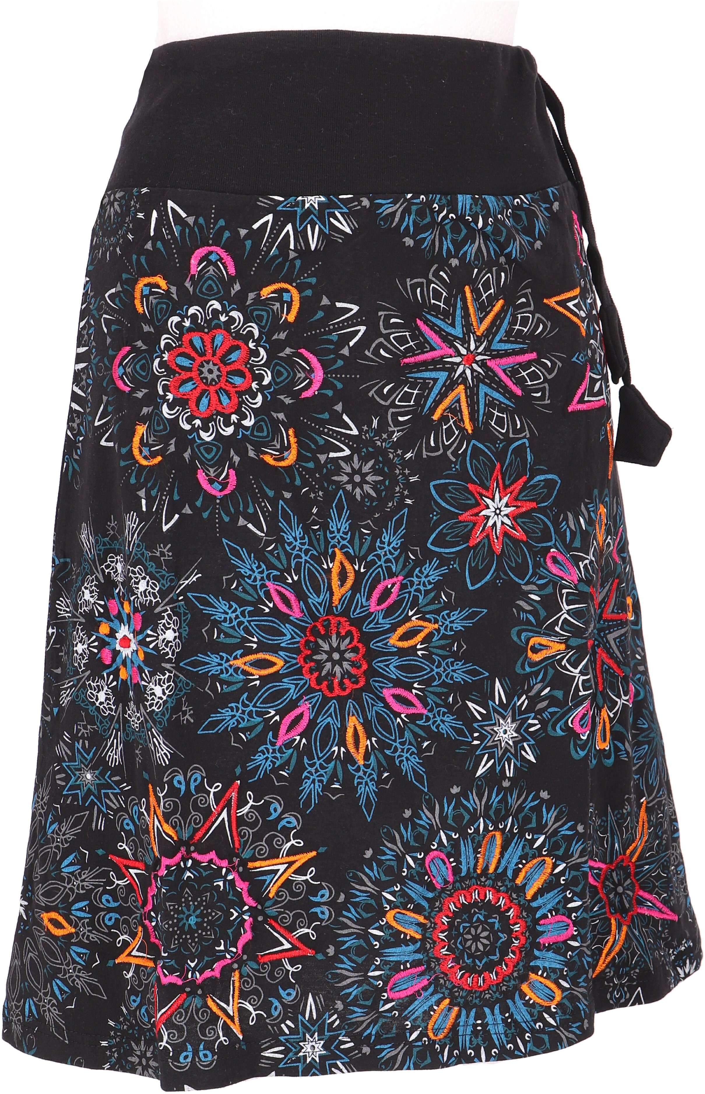 Guru-Shop Minirock Bestickter knielanger Rock, Boho chic, Retro.. alternative Bekleidung