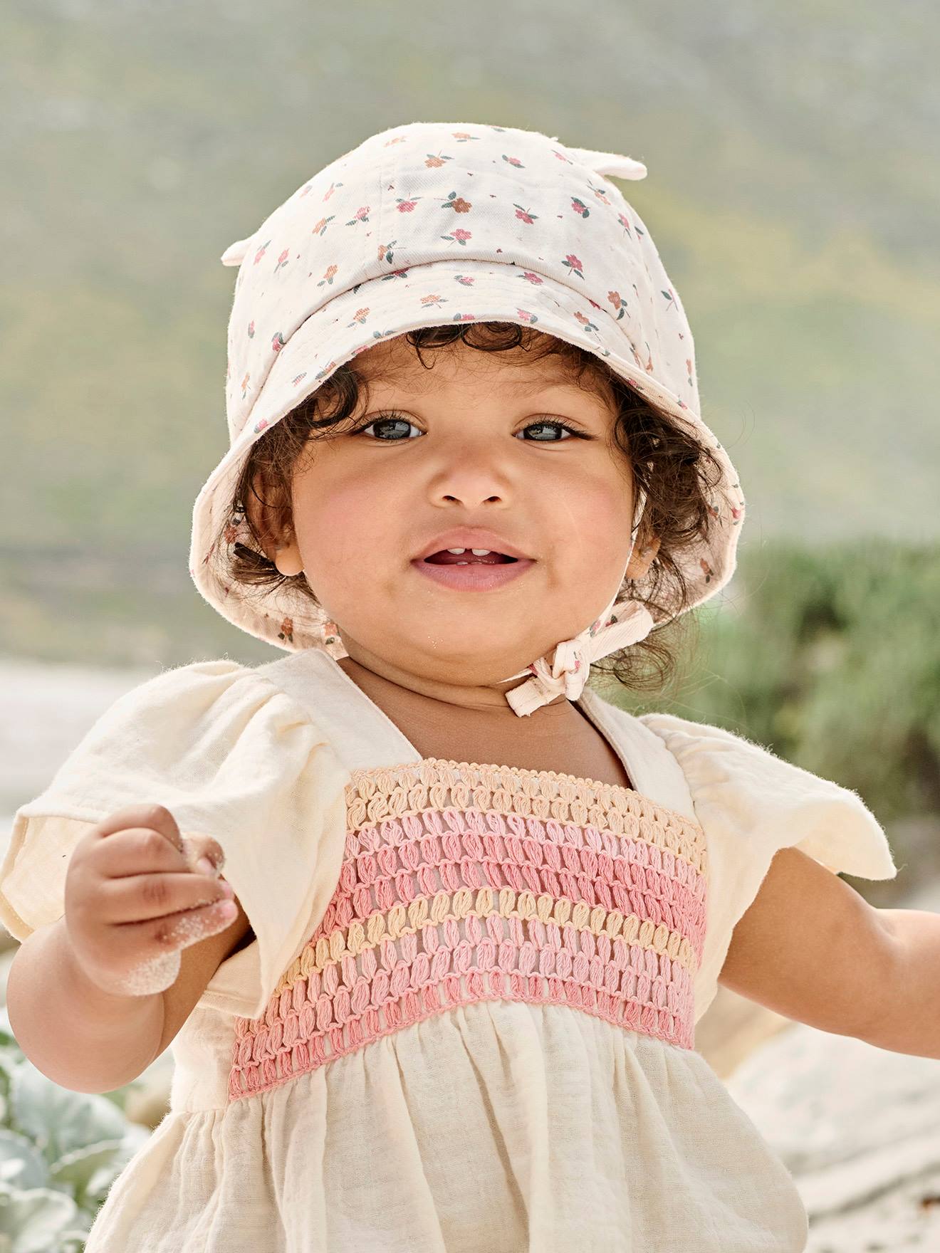 Vertbaudet Mädchen Baby Sonnenhut mit Ohren - wollweiß