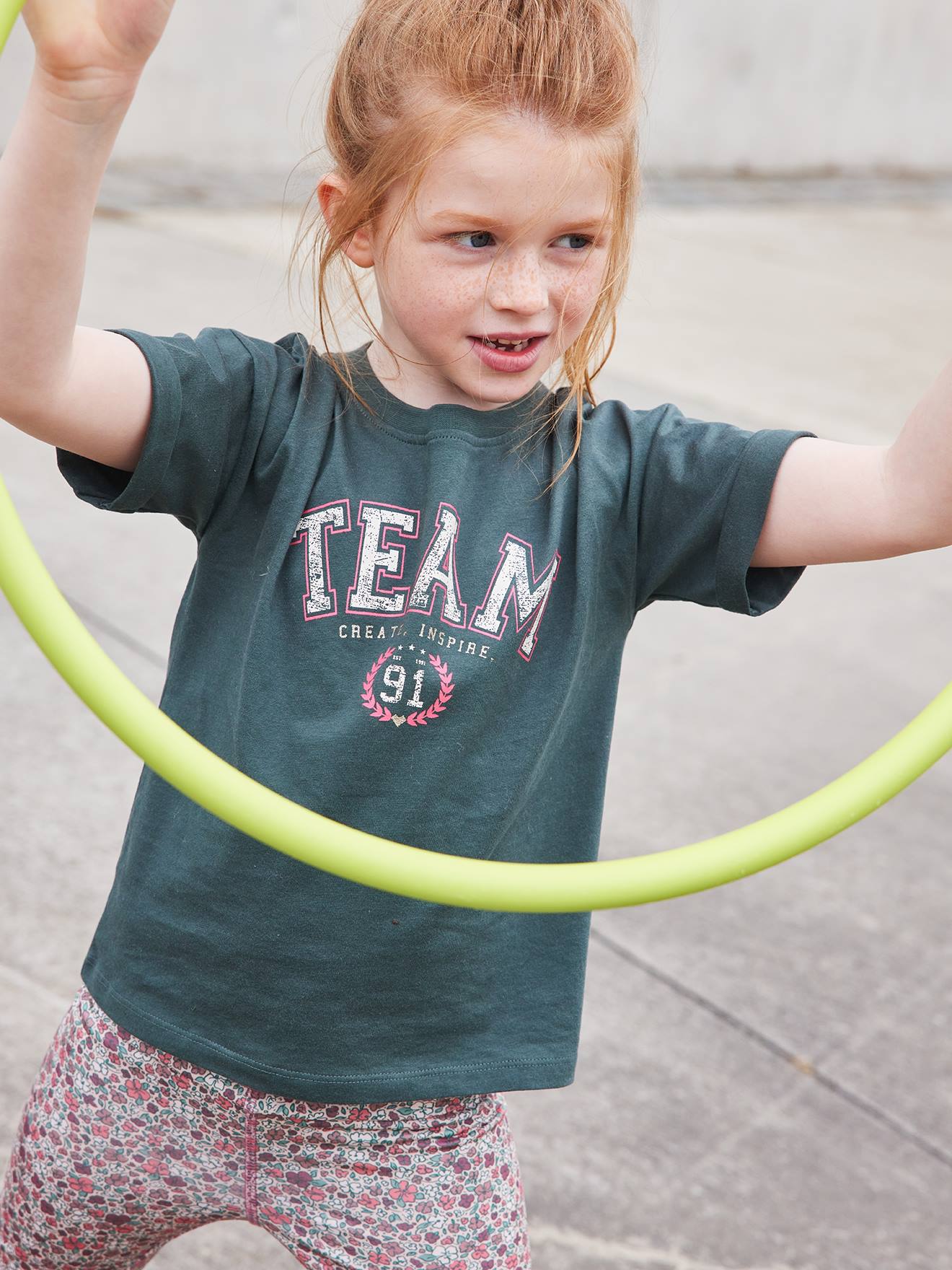 T-shirt sport Team fille manches courtes vert