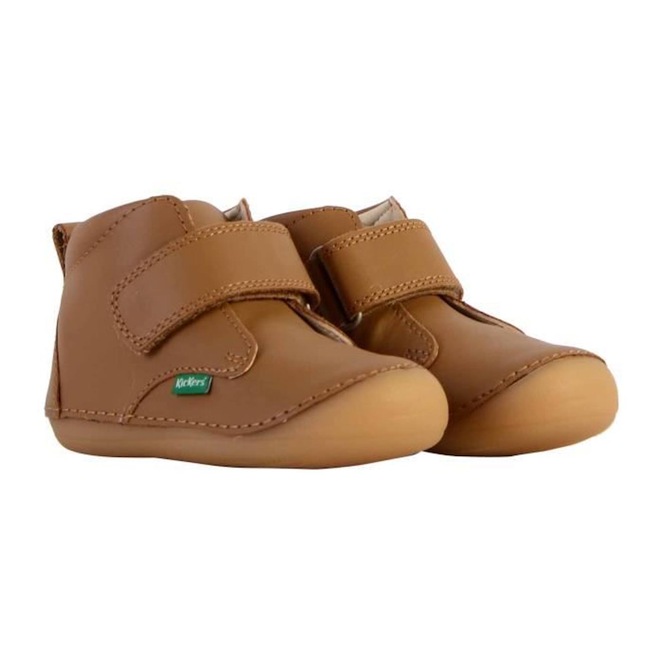 Basket Scratch Cuir Enfant Kickers Sabio marron