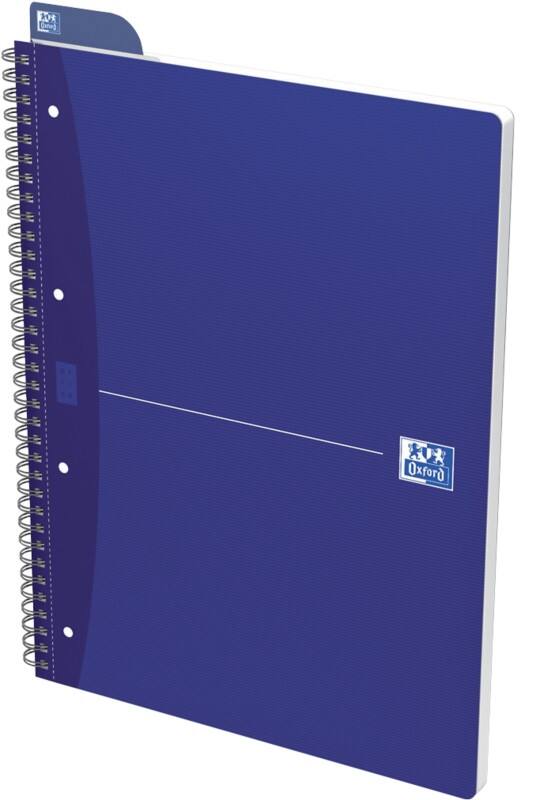 OXFORD Office Essentials Collegeblock DIN A4  Kariert Spiralbindung Karton Blau Perforiert 140 Seiten