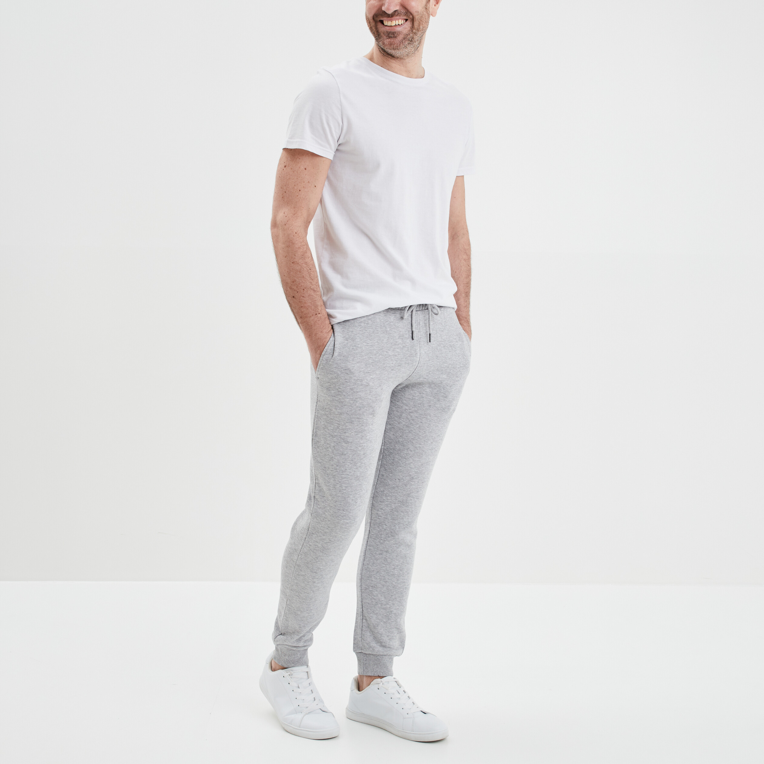 Jogging droit molleton gris homme | La Halle