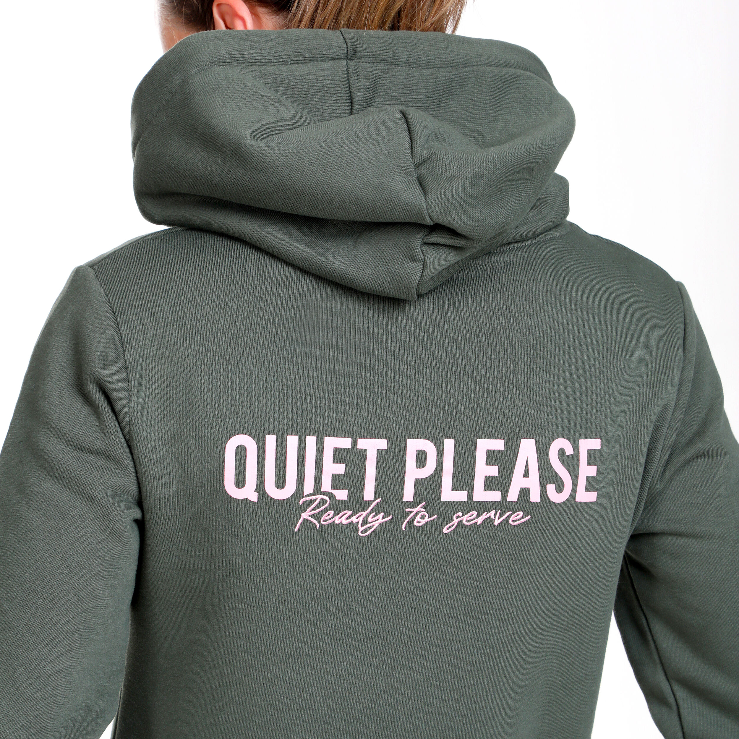 Ready To Serve Hoody Damen - Dunkelgrün, Rosa