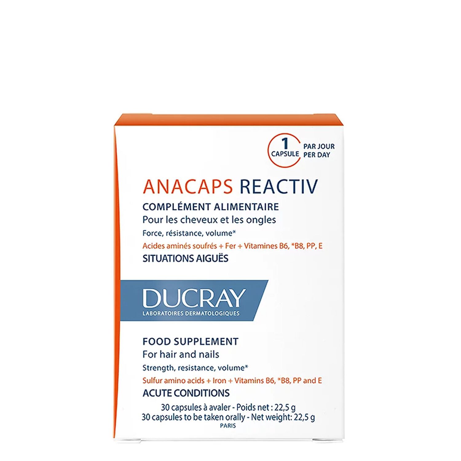 Ducray Anacaps Reactiv Complément Alimentaire Cheveux & Ongles x30