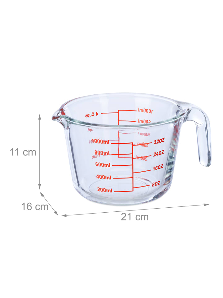 relaxdays Glas-Messbecher in Transparent - 1 Liter günstig kaufen onesize